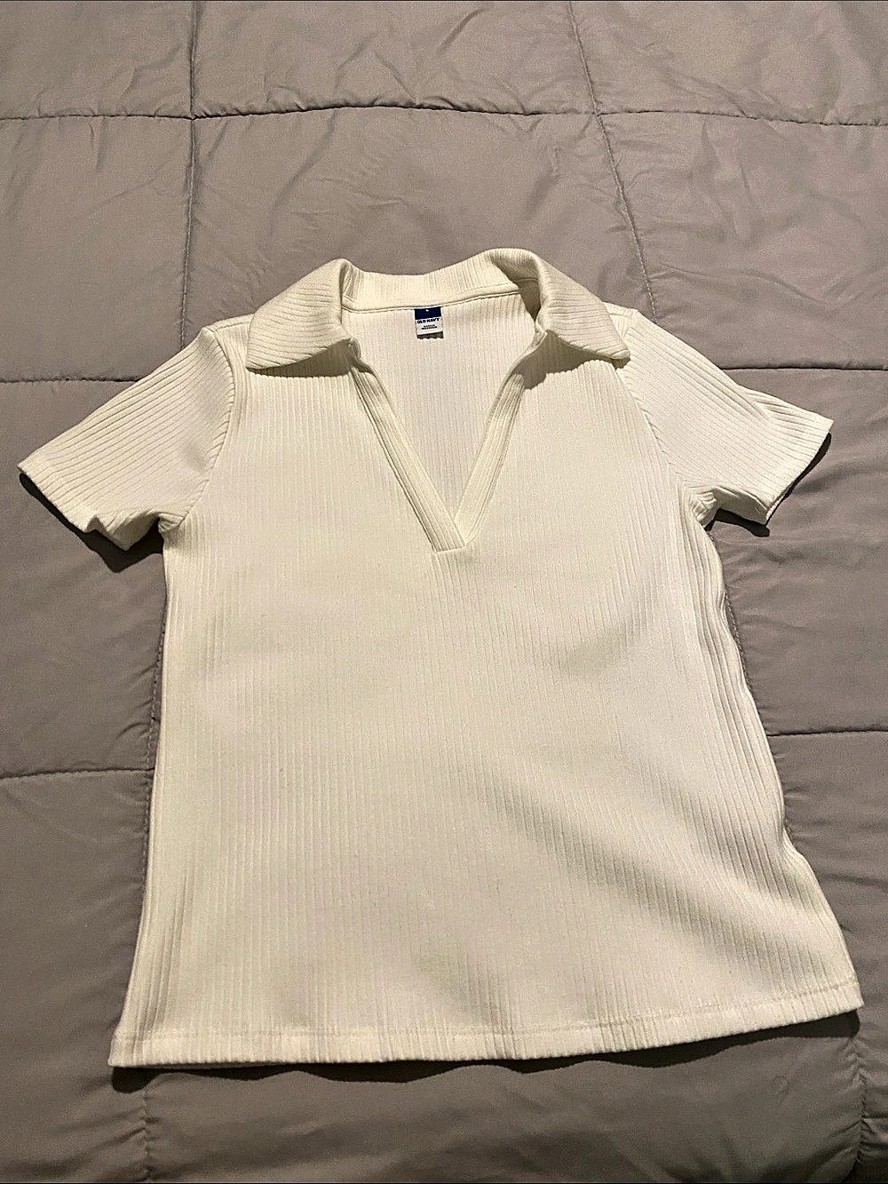 Old Navy Ribbed Short Sleeve Top in Cream Small